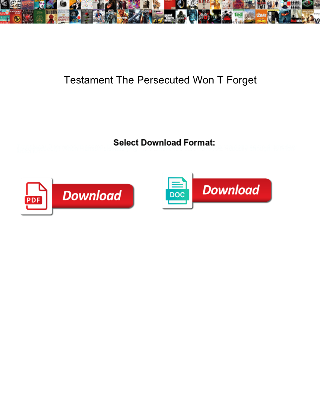 Testament the Persecuted Won T Forget
