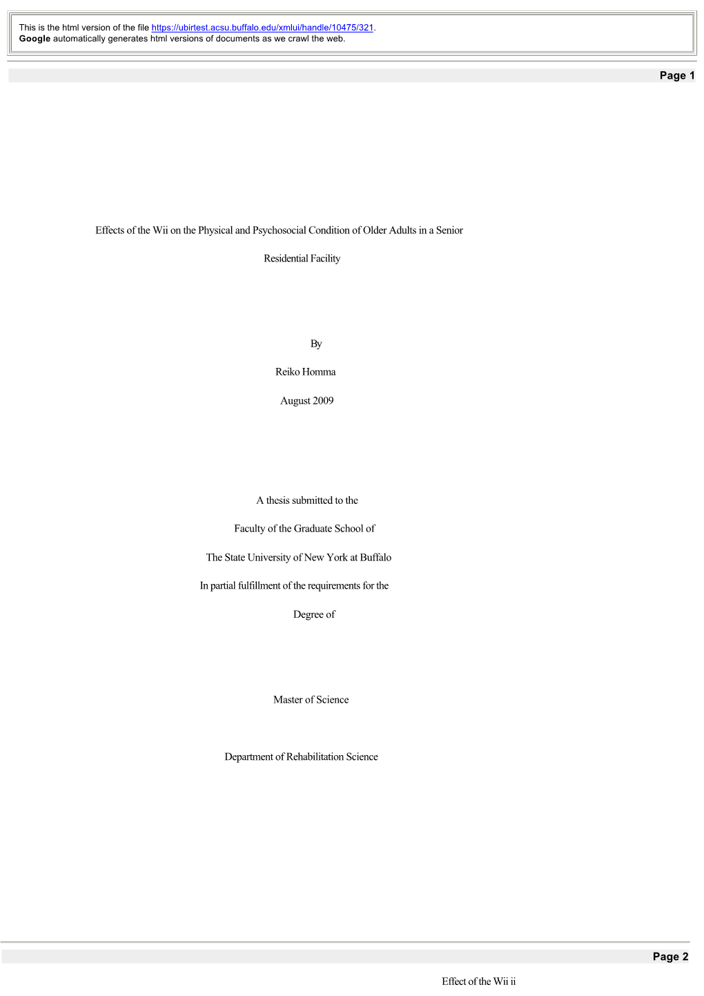 Effects of the Wii on the Physical and Psychosocial Condition of Older Adults in a Senior