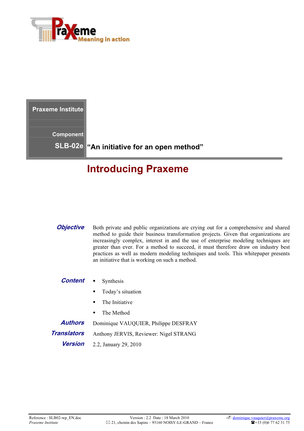 Introducing Praxeme