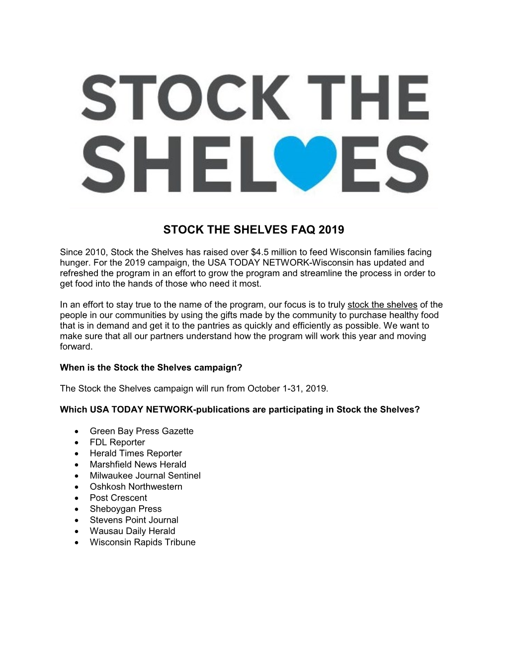 Stock the Shelves Faq 2019