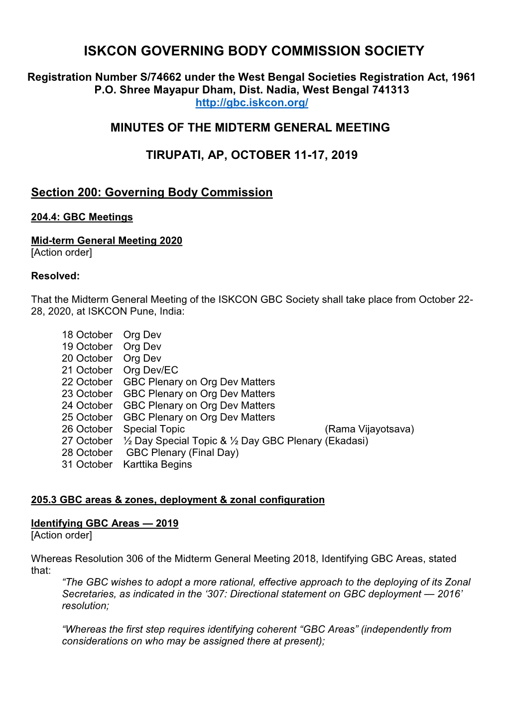 Iskcon Governing Body Commission Society