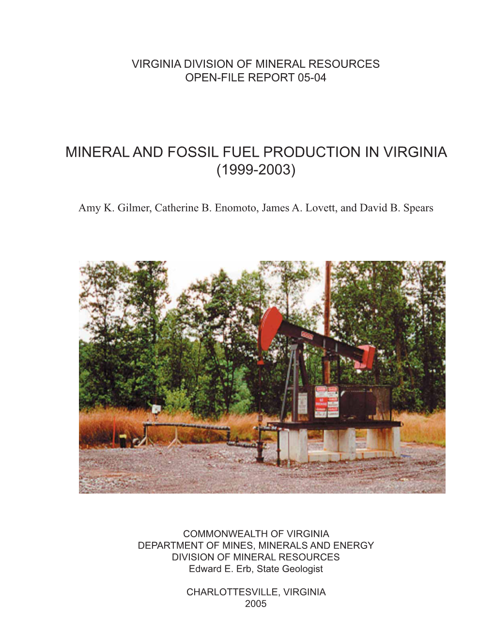 Mineral and Fossil Fuel Production in Virginia (1999-2003)