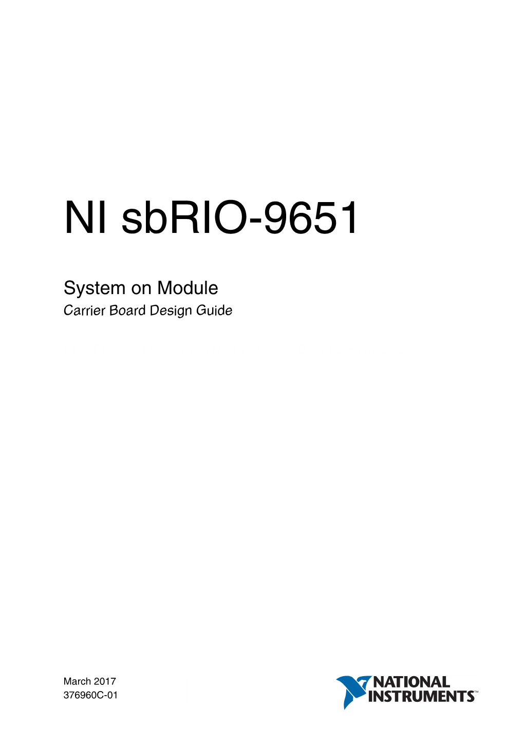 NI Sbrio-9651 System on Module Carrier Board Design Guide