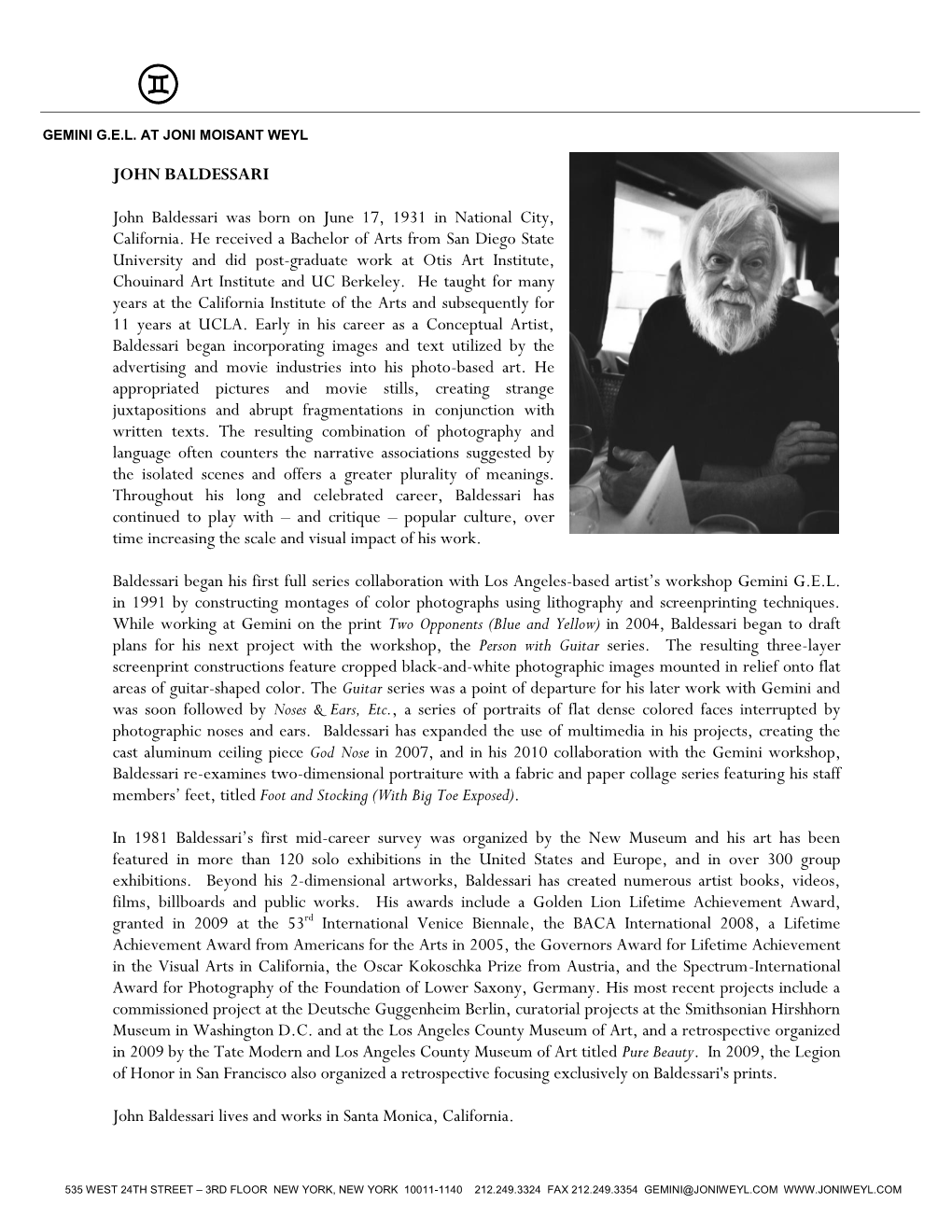 John Baldessari Biography