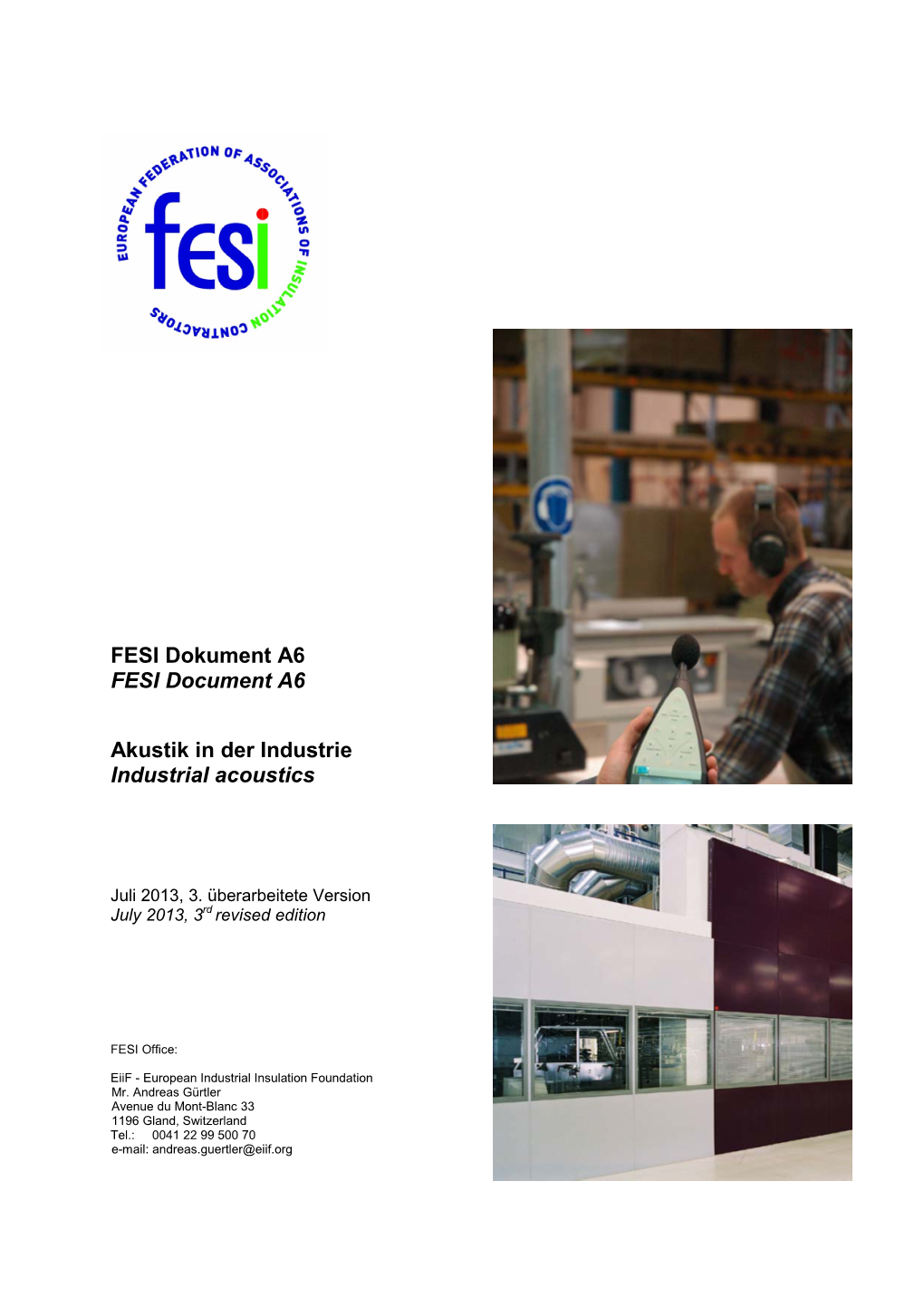 FESI Dokument A6 FESI Document A6 Akustik in Der Industrie Industrial