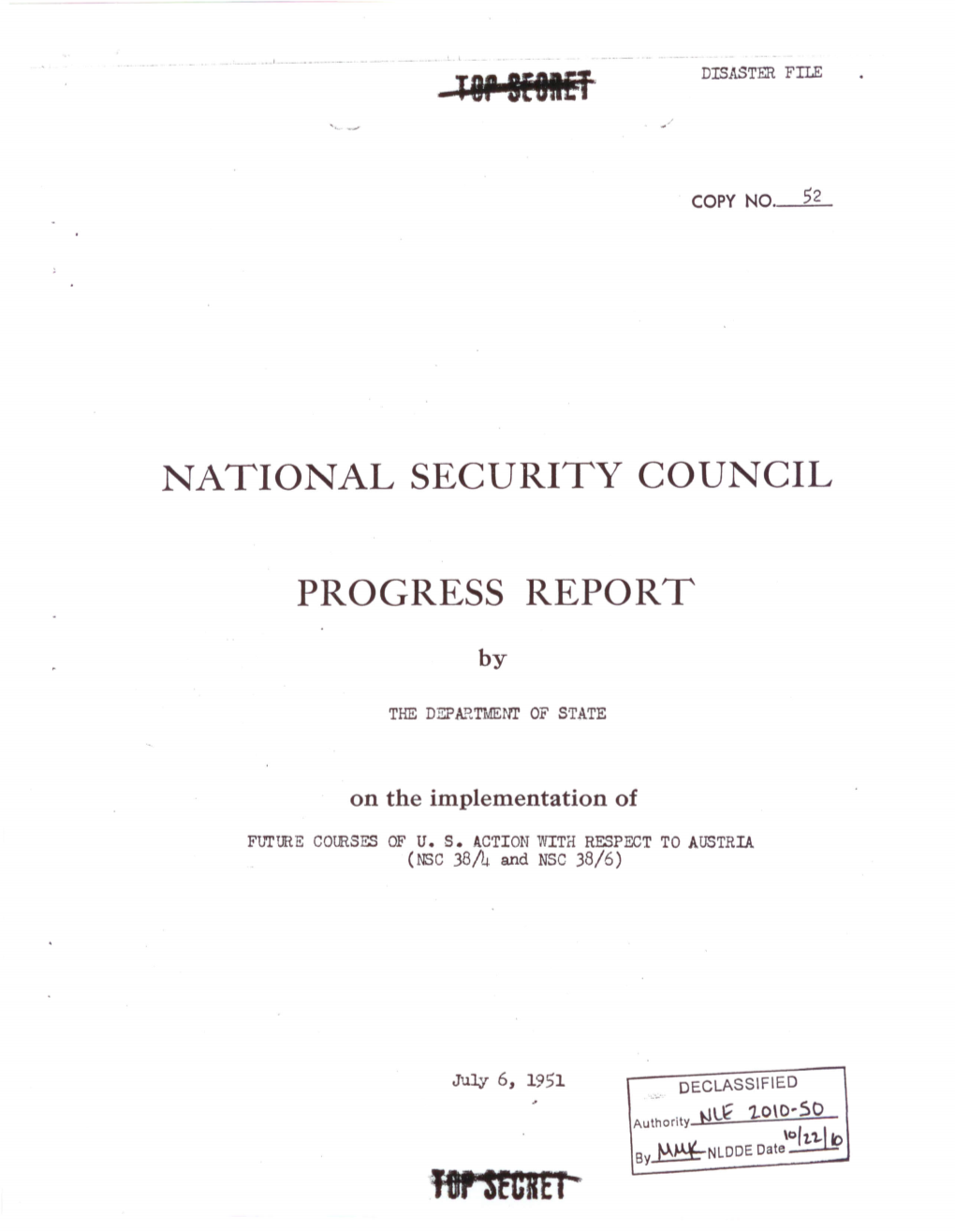 National Security Council Progress Report