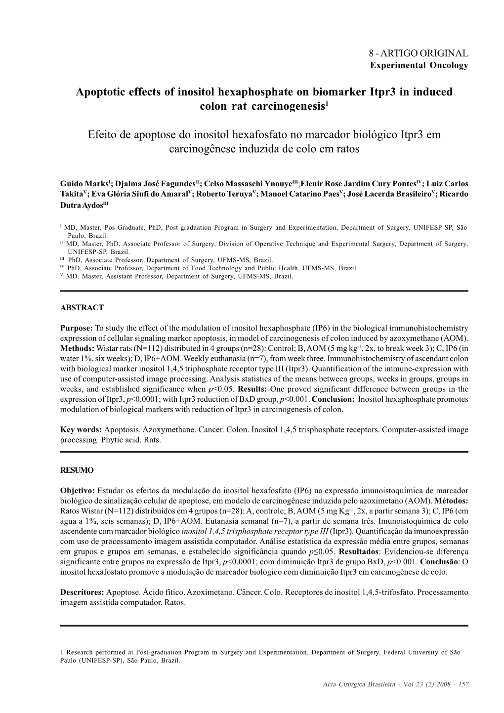 Apoptotic Effects of Inositol Hexaphosphate on Biomarker Itpr3 in Induced Colon Rat Carcinogenesis