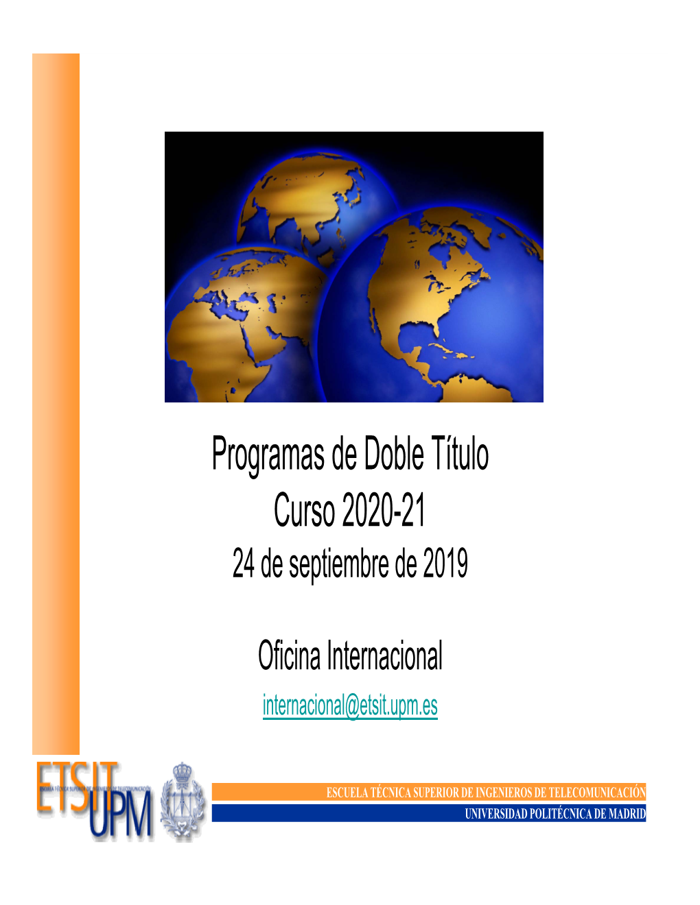 Programas De Doble Título Curso 2020-21 24 De Septiembre De 2019