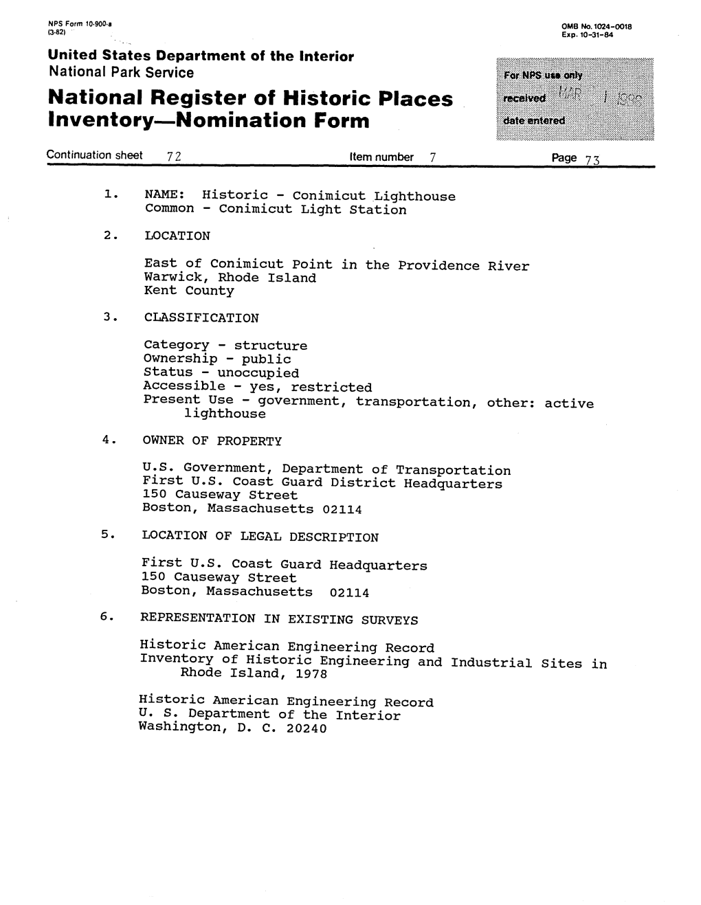 National Register of Historic Places Inventory Nomination Form