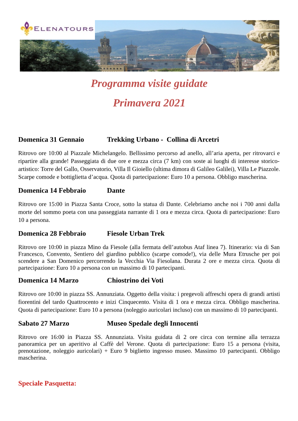 Programma Visite Guidate Primavera 2021