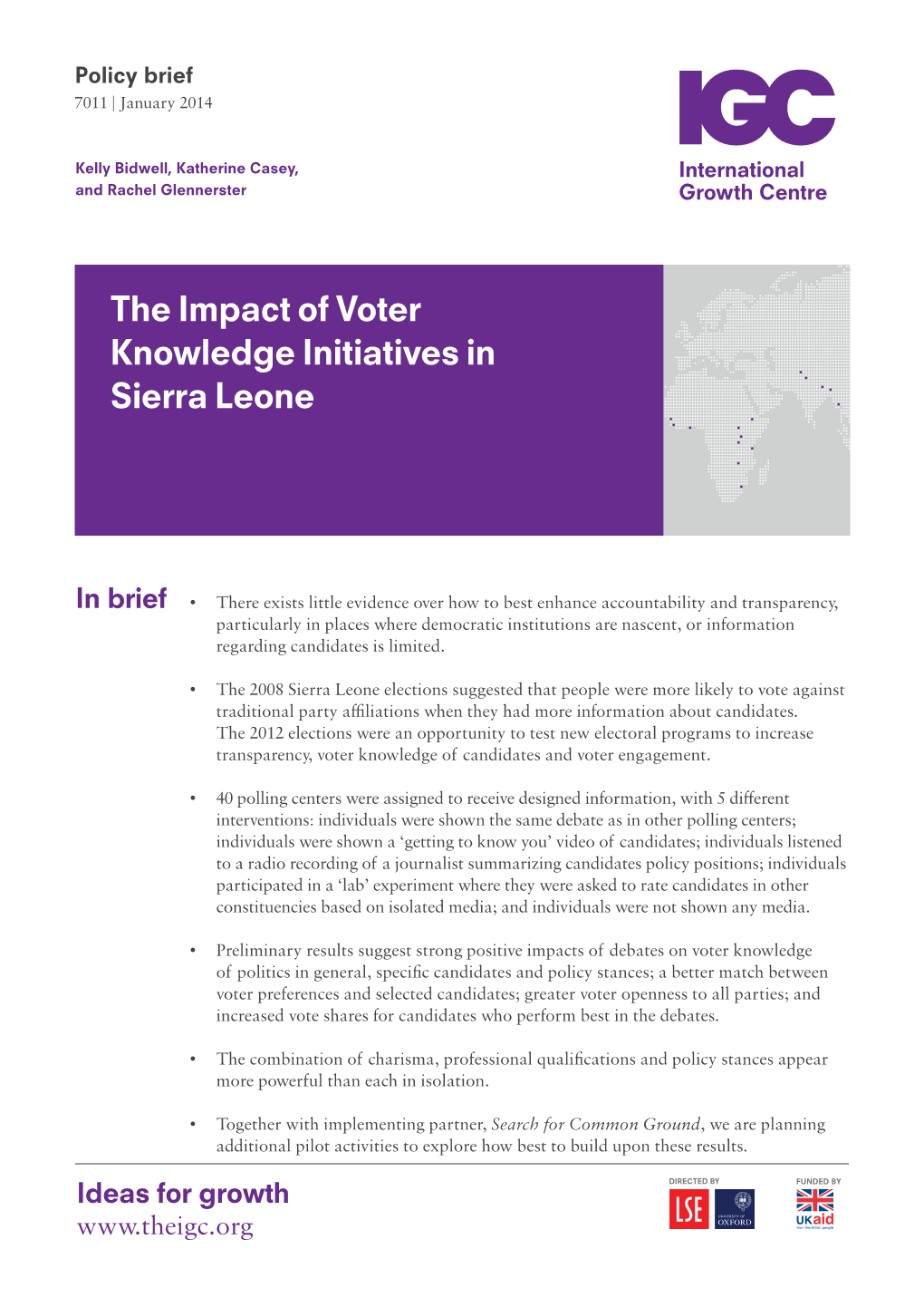 The Impact of Voter Knowledge Initiatives in Sierra Leone