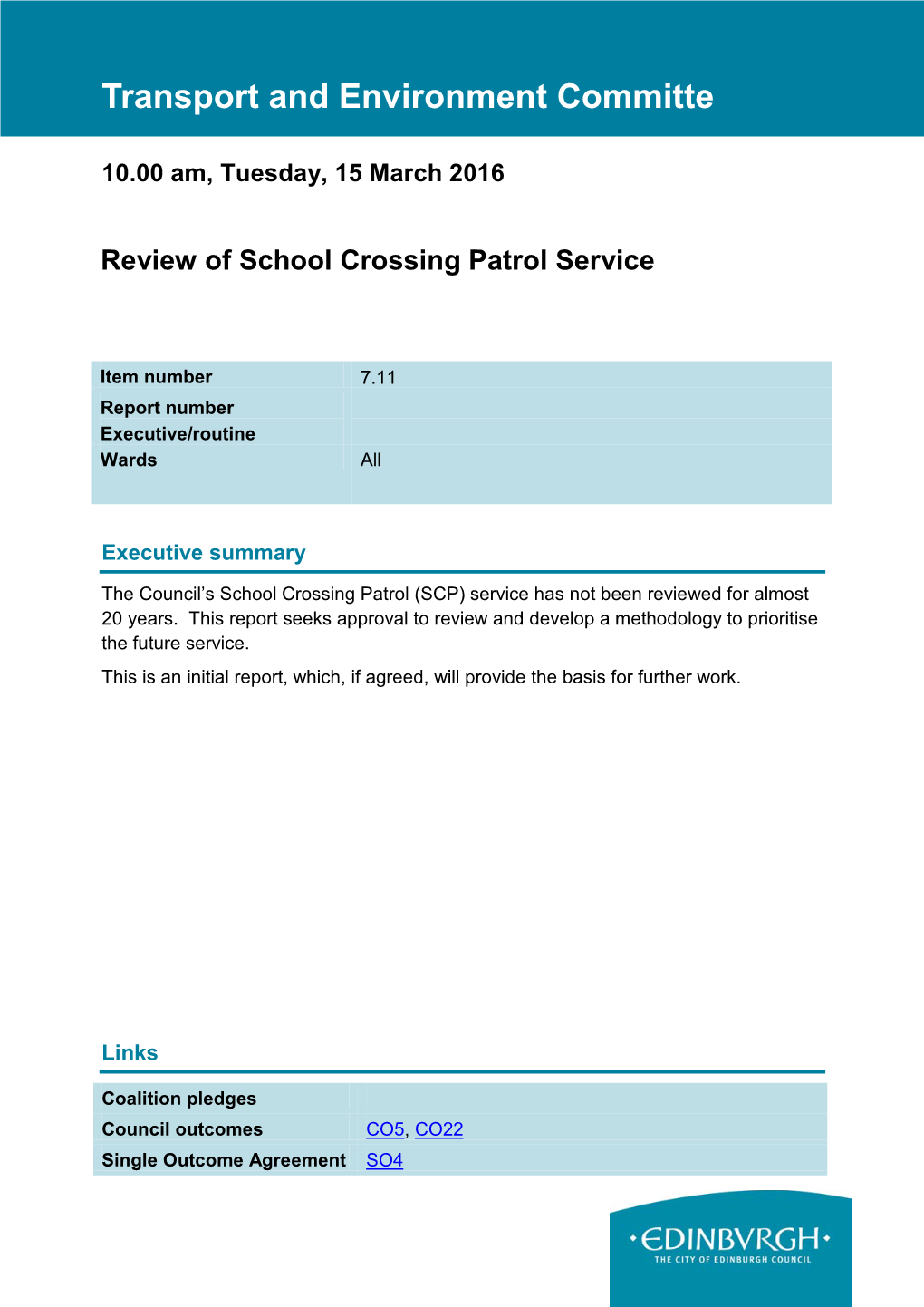 Report Review of School Crossing