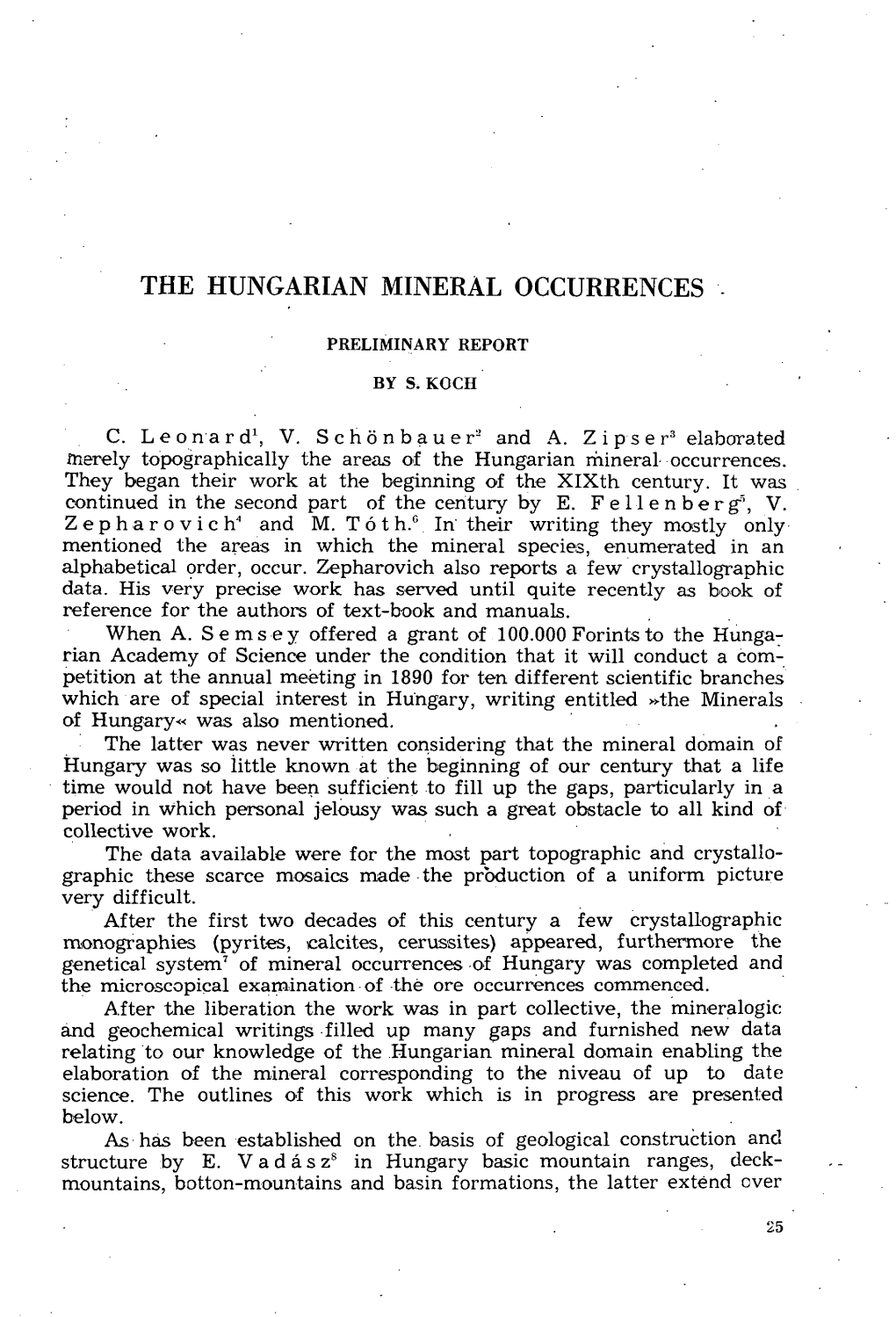 The Hungarian Mineral Occurrences