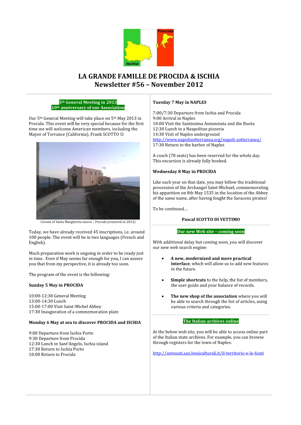 LA GRANDE FAMILLE DE PROCIDA & ISCHIA Newsletter #56