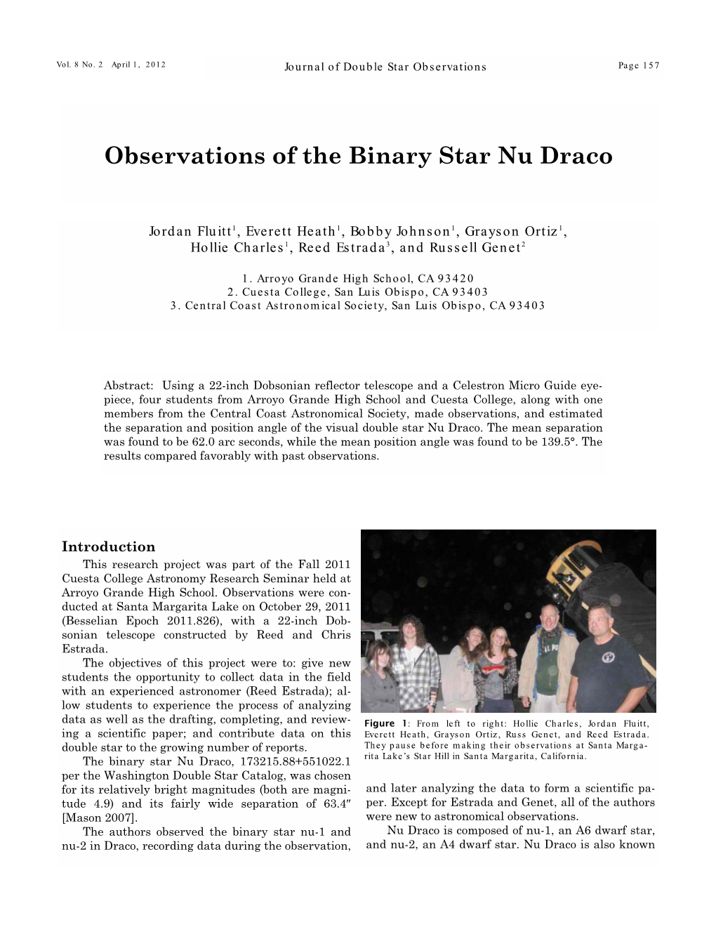 Observations of the Binary Star Nu Draco