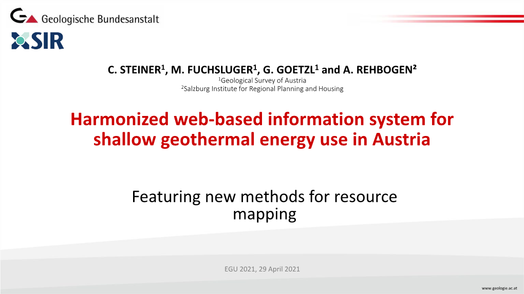 Harmonized Web-Based Information System for Shallow Geothermal Energy Use in Austria