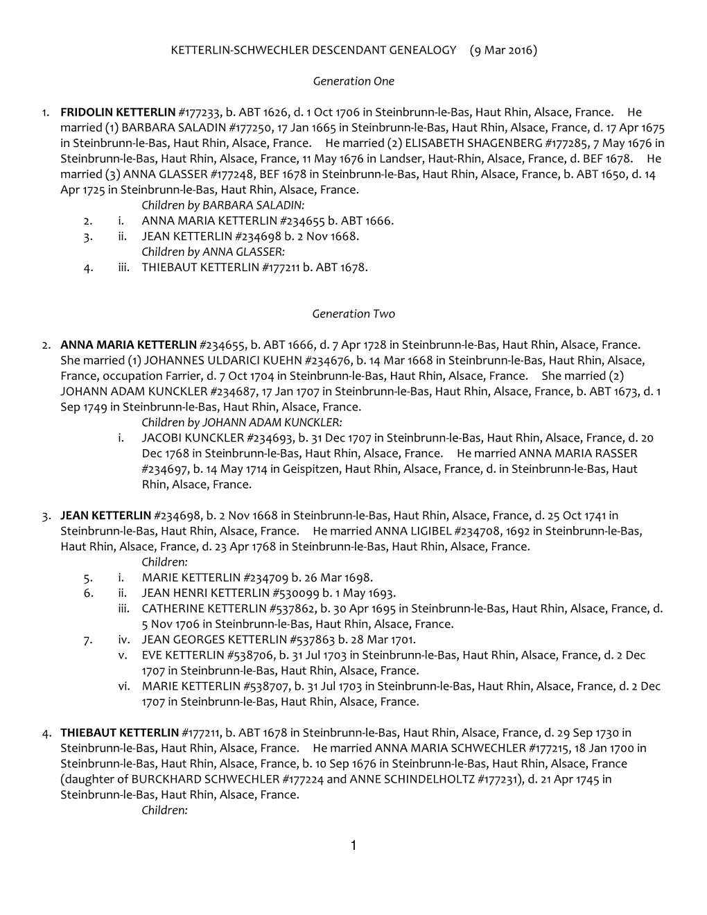 KETTERLIN-SCHWECHLER DESCENDANT GENEALOGY (9 Mar 2016)