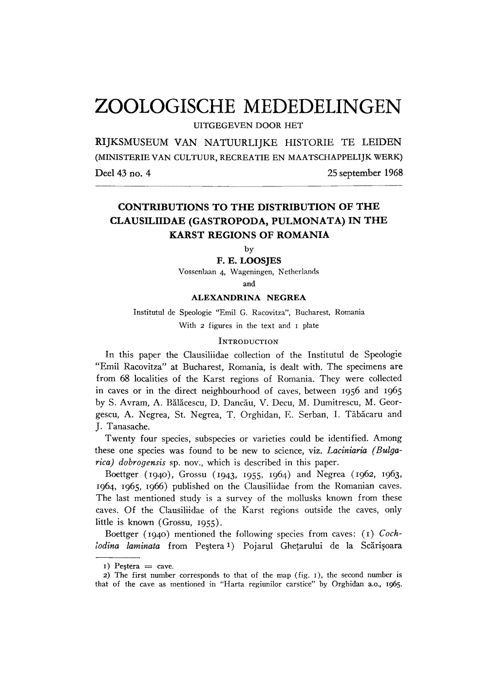 Zoologische Mededelingen Uitgegeven Door Het