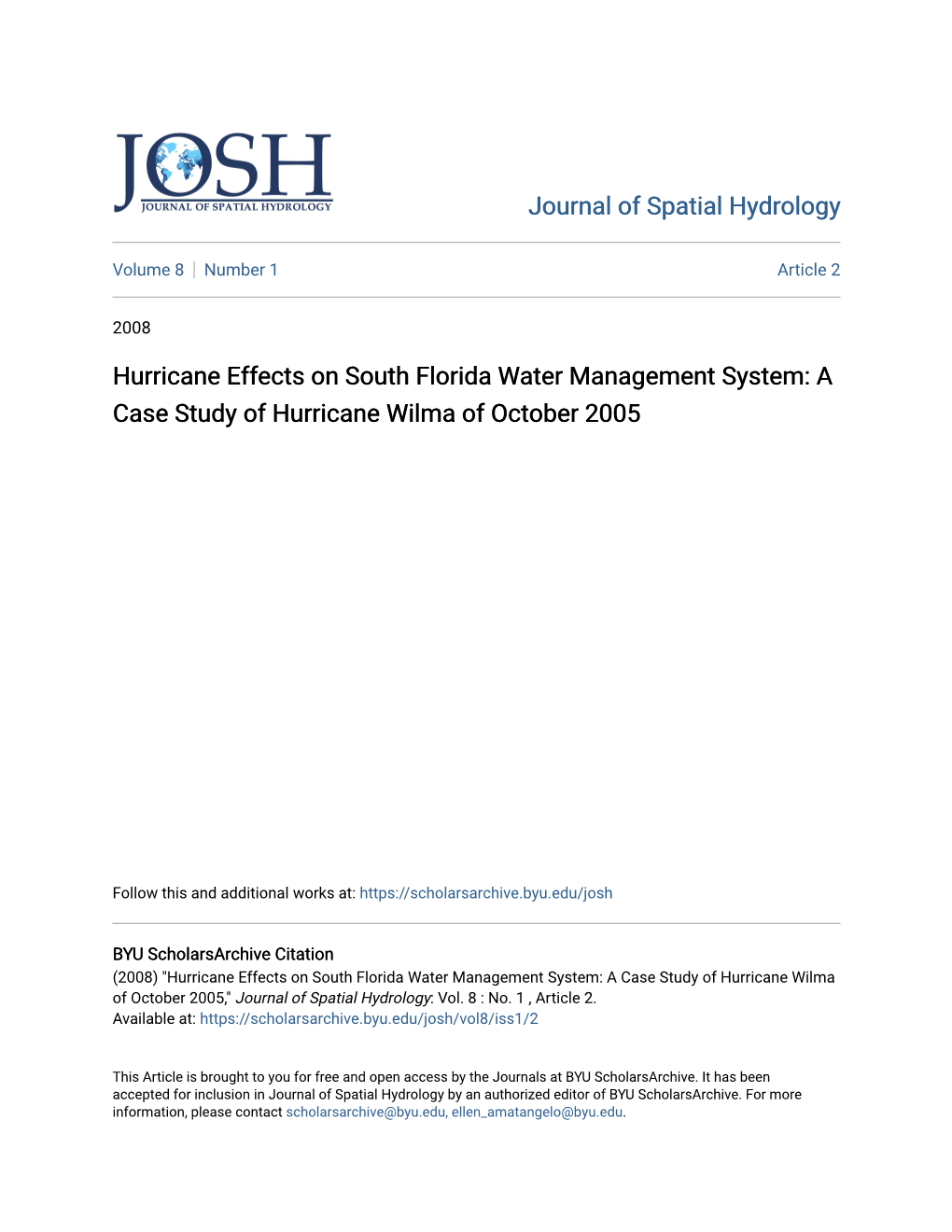 Hurricane Effects on South Florida Water Management System: a Case Study of Hurricane Wilma of October 2005