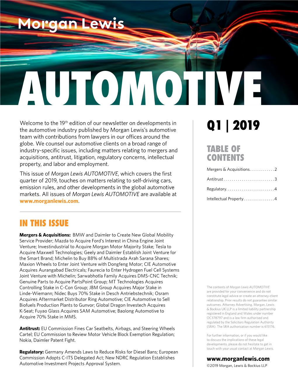 Read the Latest Issue of Morgan Lewis Automotive
