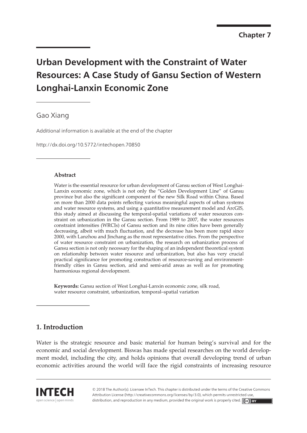 A Case Study of Gansu Section of Western Longhai-Lanxin Economic Zone