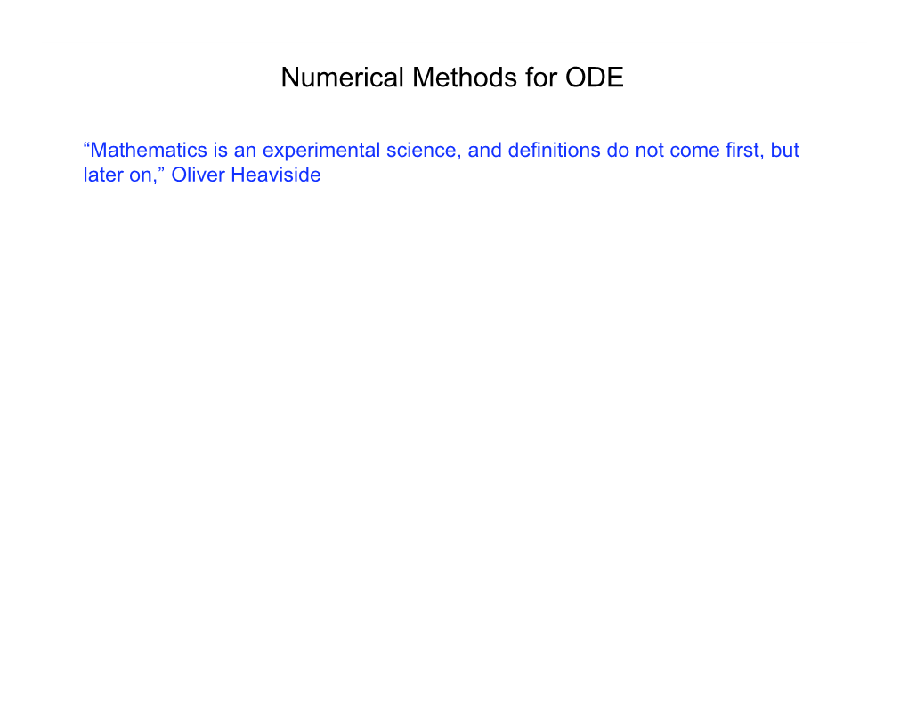 Numerical Methods for ODE