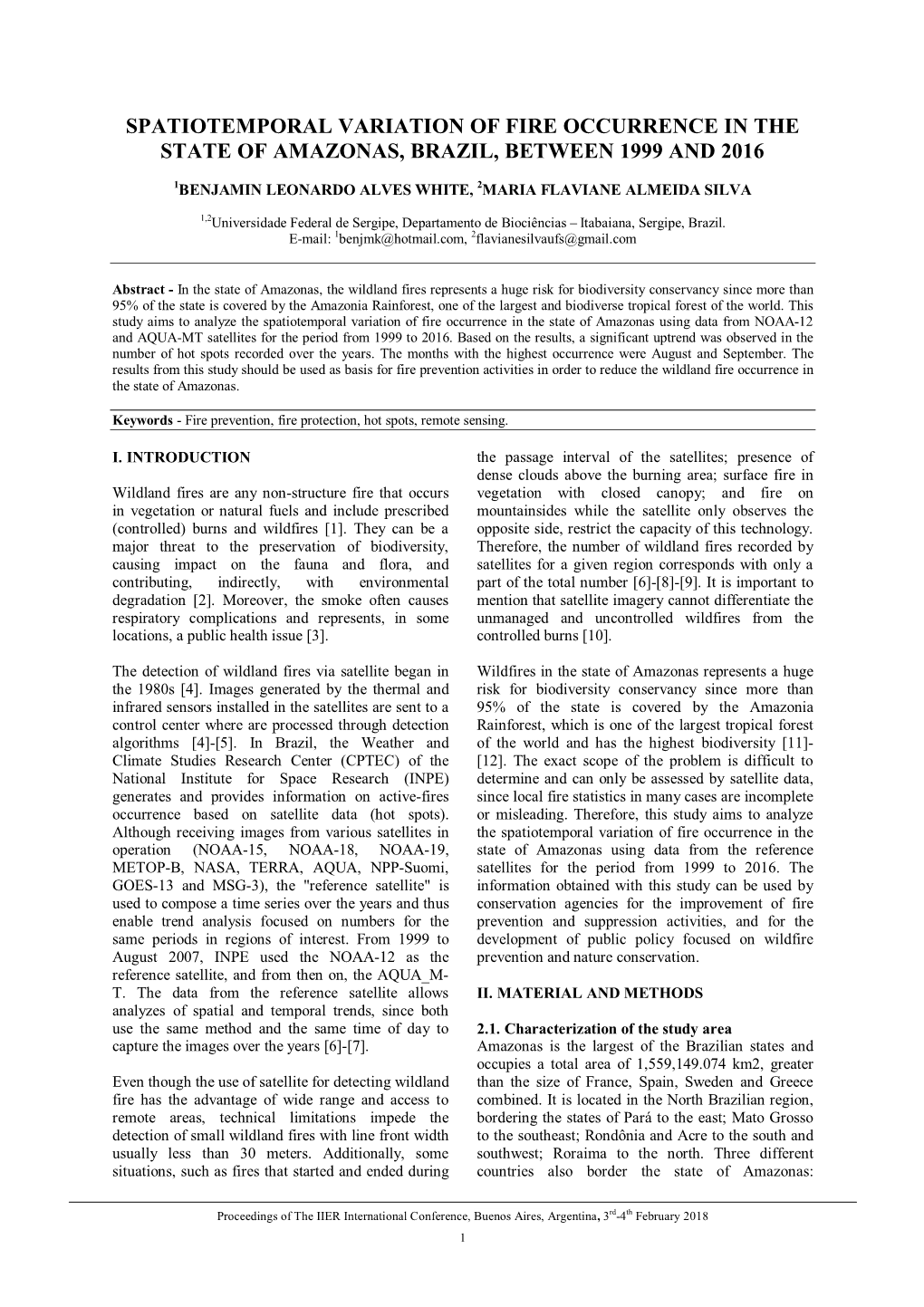 Spatiotemporal Variation of Fire Occurrence in the State of Amazonas, Brazil, Between 1999 and 2016