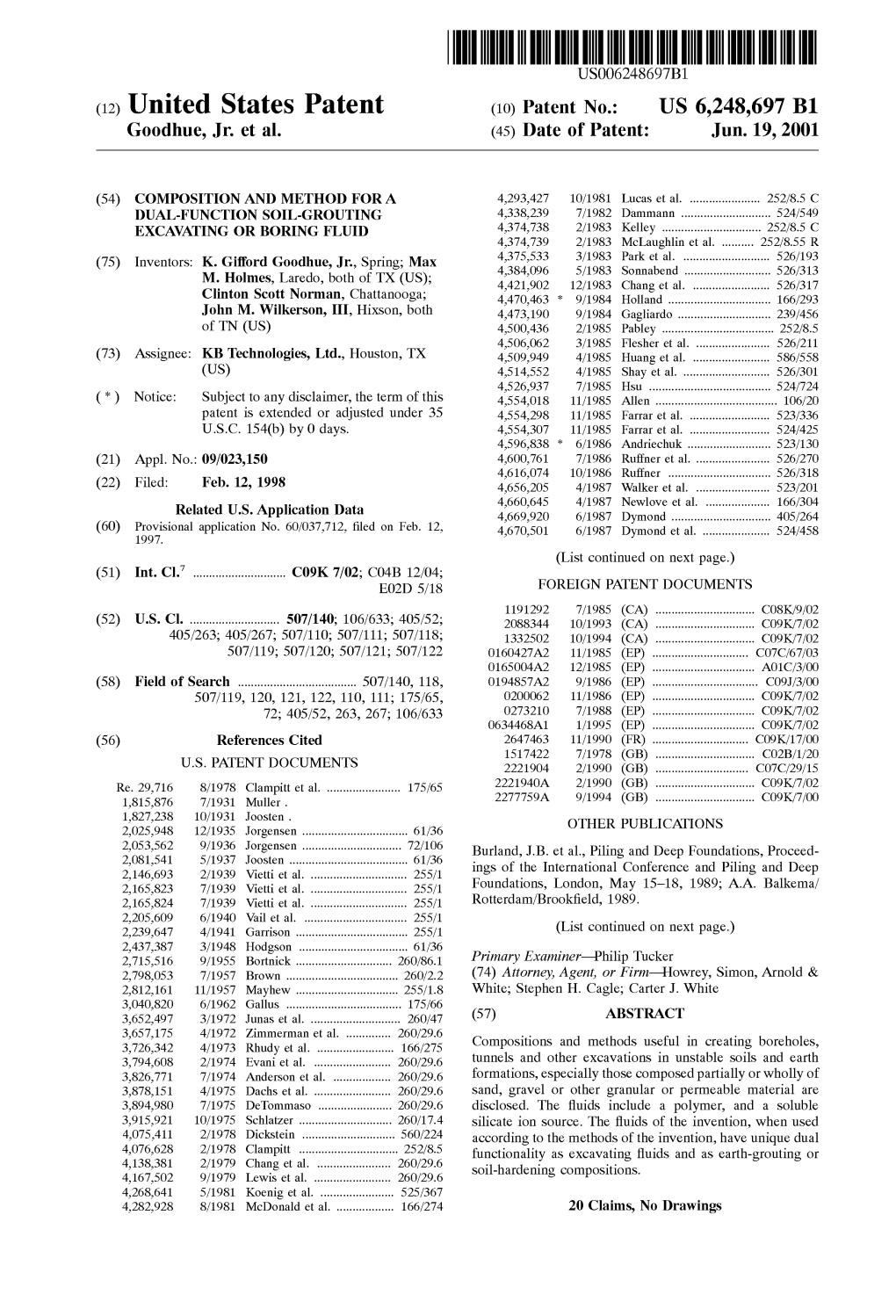 Ee: KB Technologies, Ltd., Houston, TX 4,509,949 4/1985 Huang Et Al