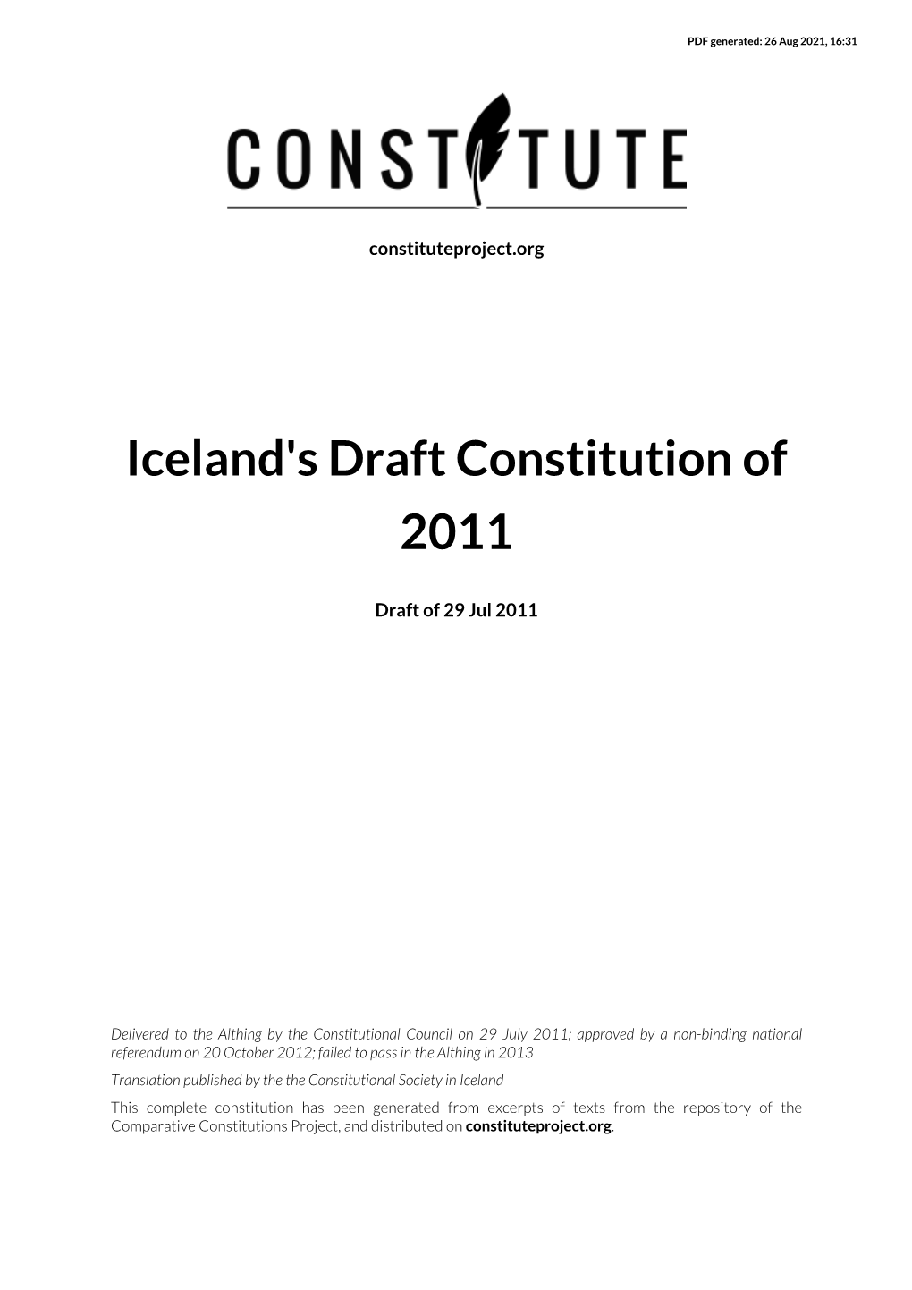 Iceland's Draft Constitution of 2011