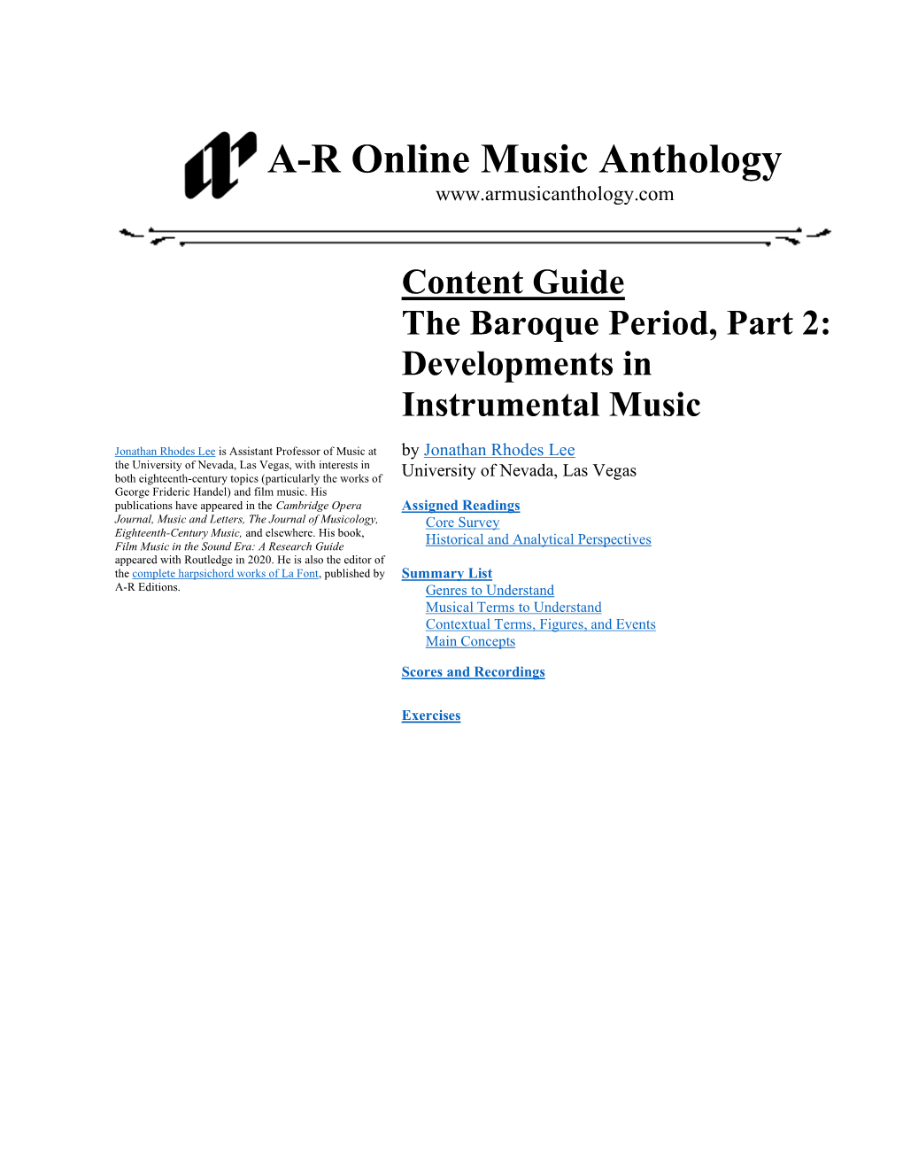 The Baroque Period, Part 2: Developments in Instrumental Music