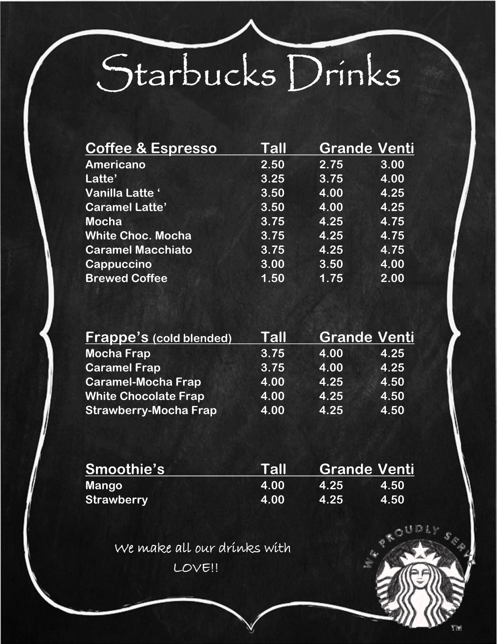 Starbucks Drinks D