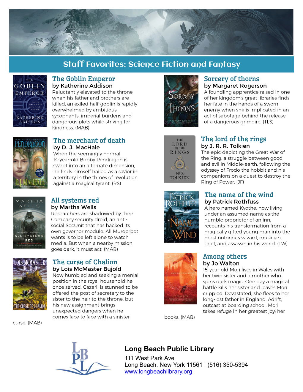 Staff Favorites: Science Fiction and Fantasy