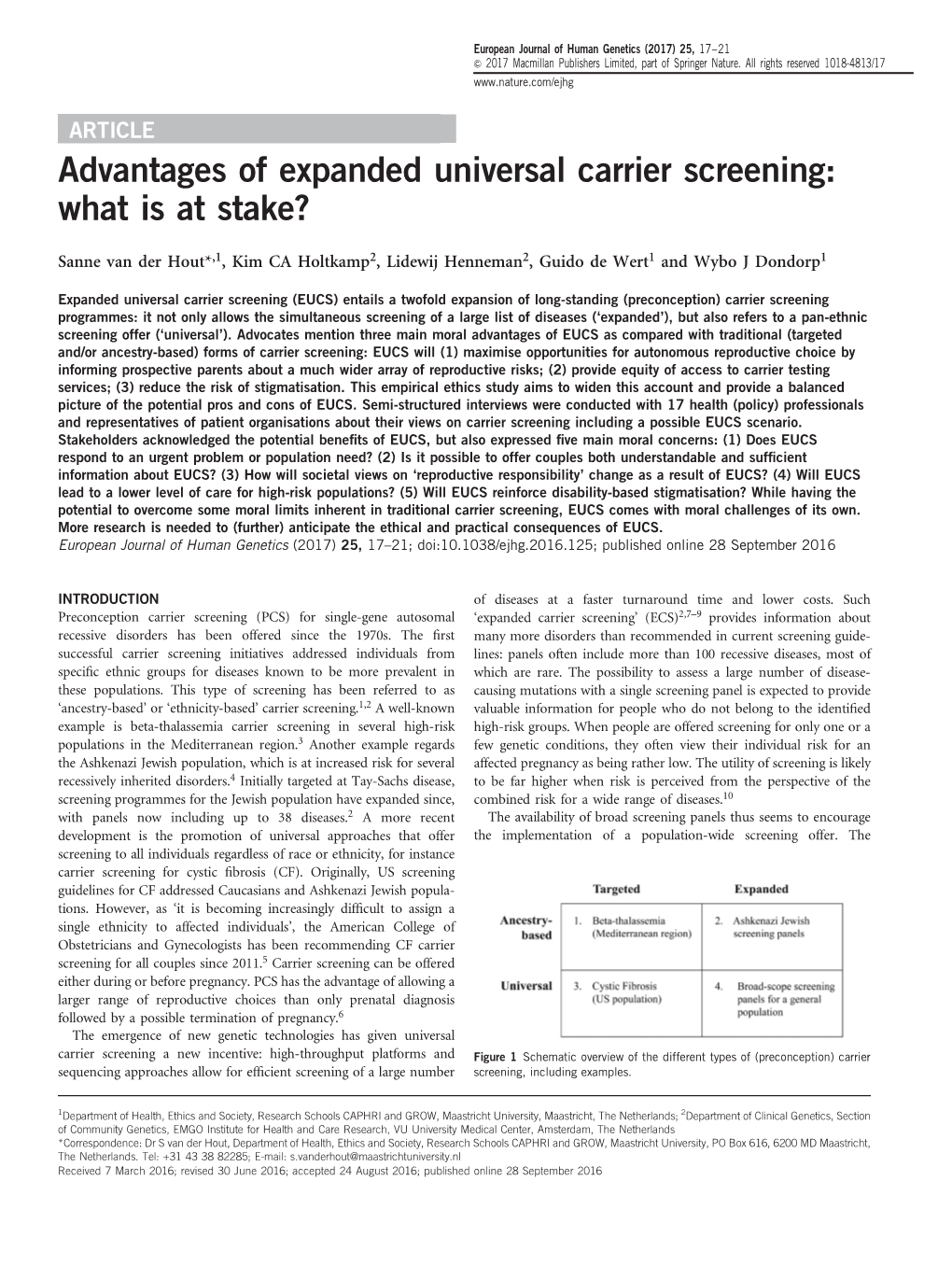 Advantages of Expanded Universal Carrier Screening: What Is at Stake?