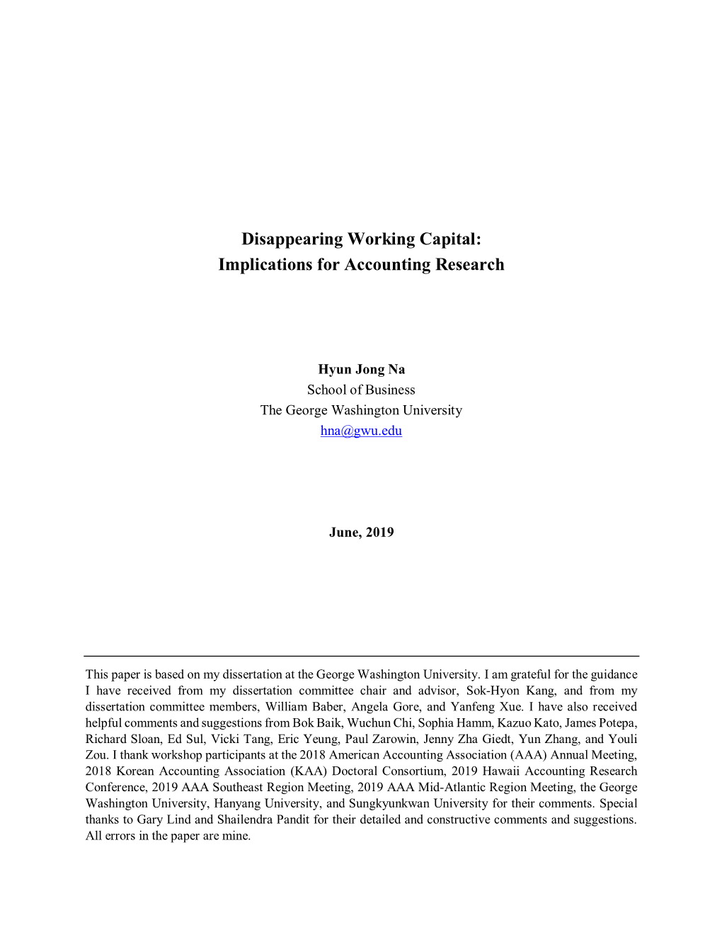 Disappearing Working Capital: Implications for Accounting Research