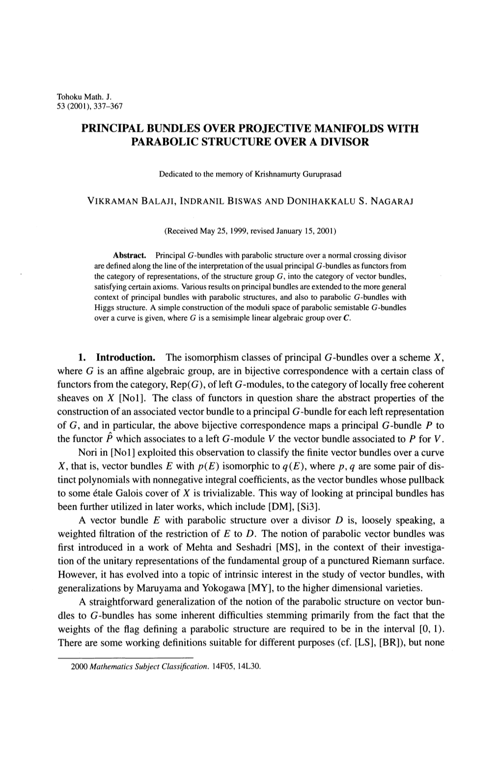 Principal Bundles Over Projective Manifolds with Parabolic Structure Over a Divisor