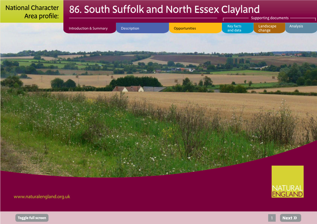 86. South Suffolk and North Essex Clayland Area Profile: Supporting Documents
