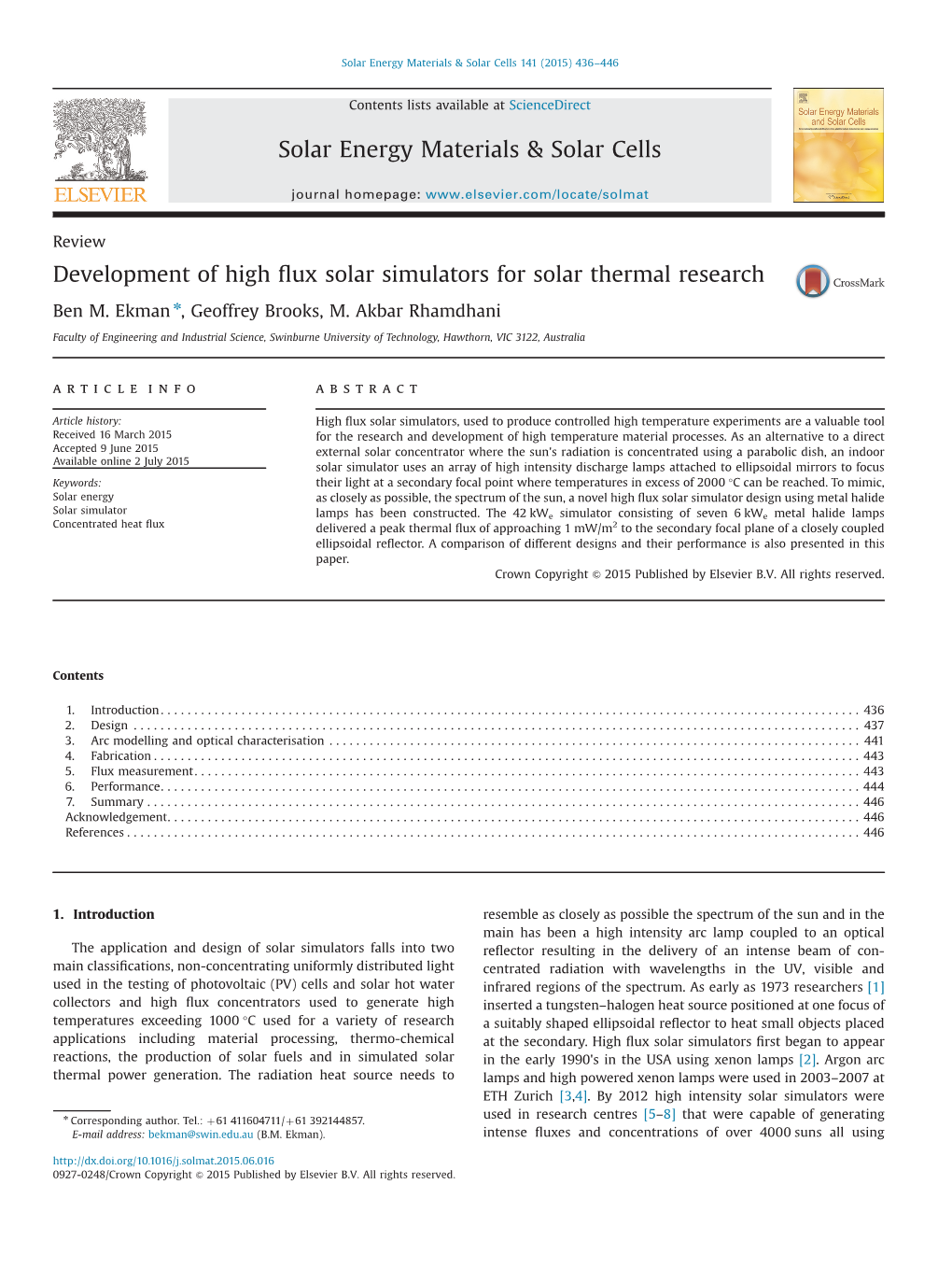 Development of High Flux Solar Simulators for Solar Thermal