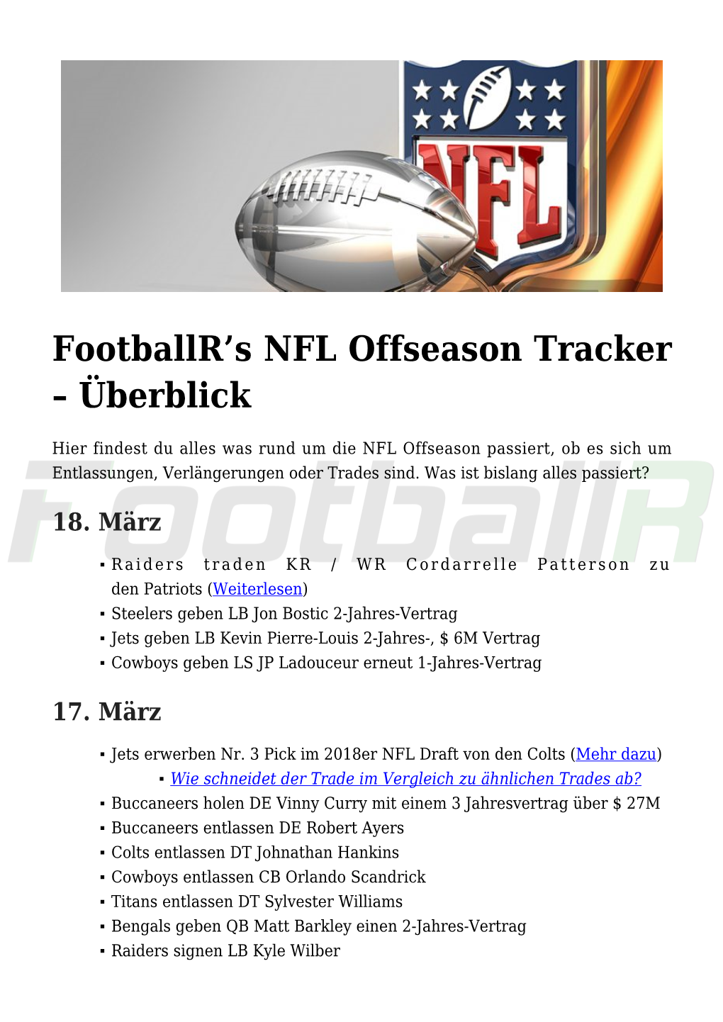 S NFL Offseason Tracker &#8211