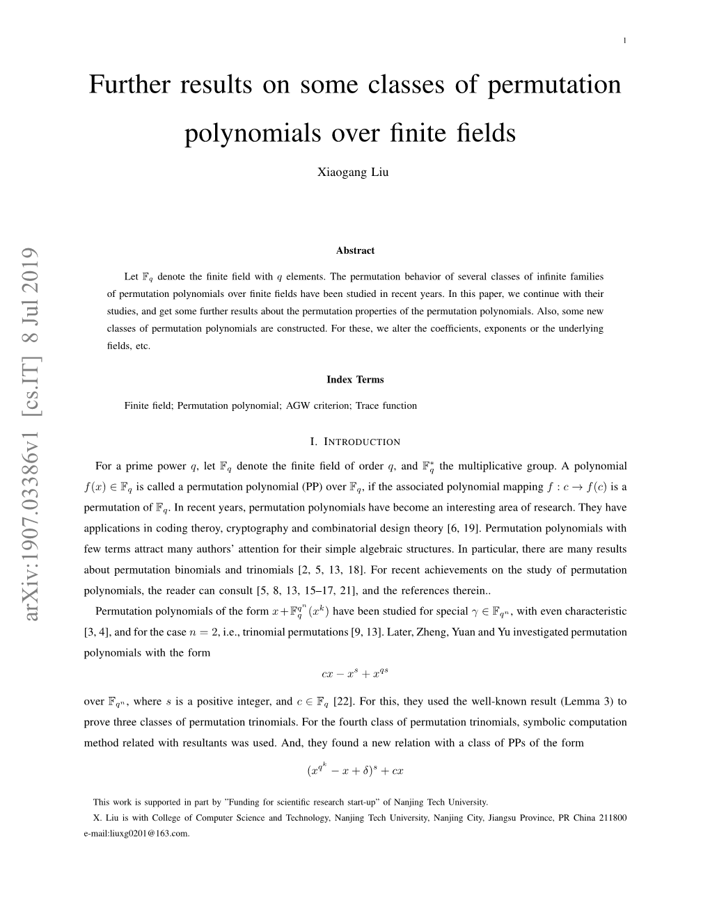 Further Results on Some Classes of Permutation Polynomials Over Finite