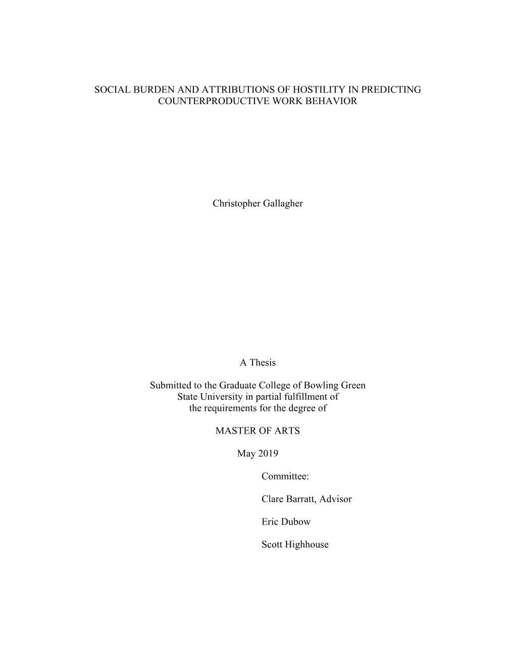 Social Burden and Attributions of Hostility in Predicting Counterproductive Work Behavior