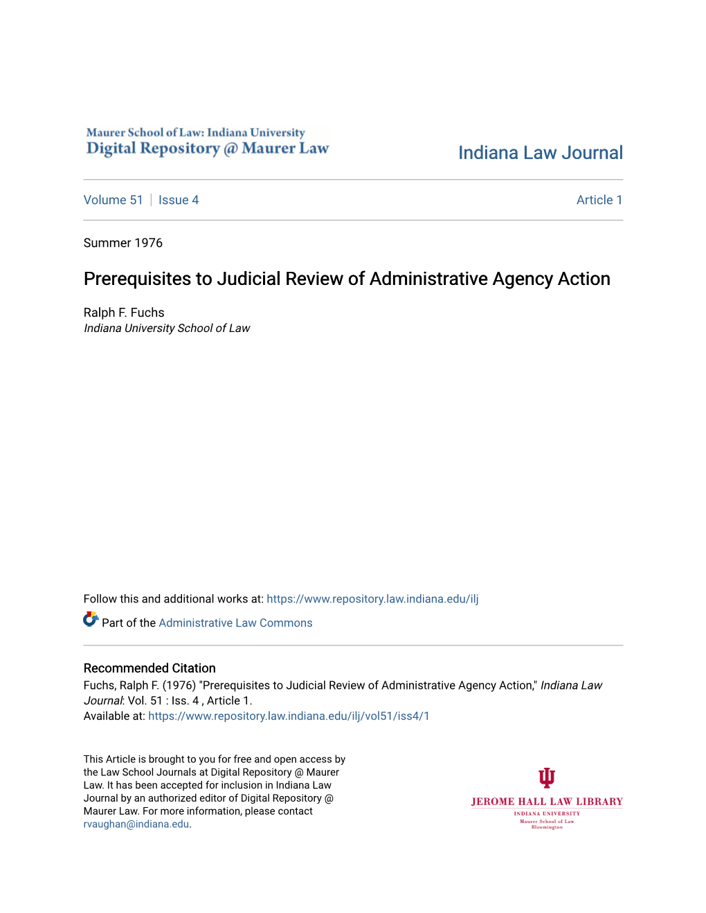 Prerequisites to Judicial Review of Administrative Agency Action