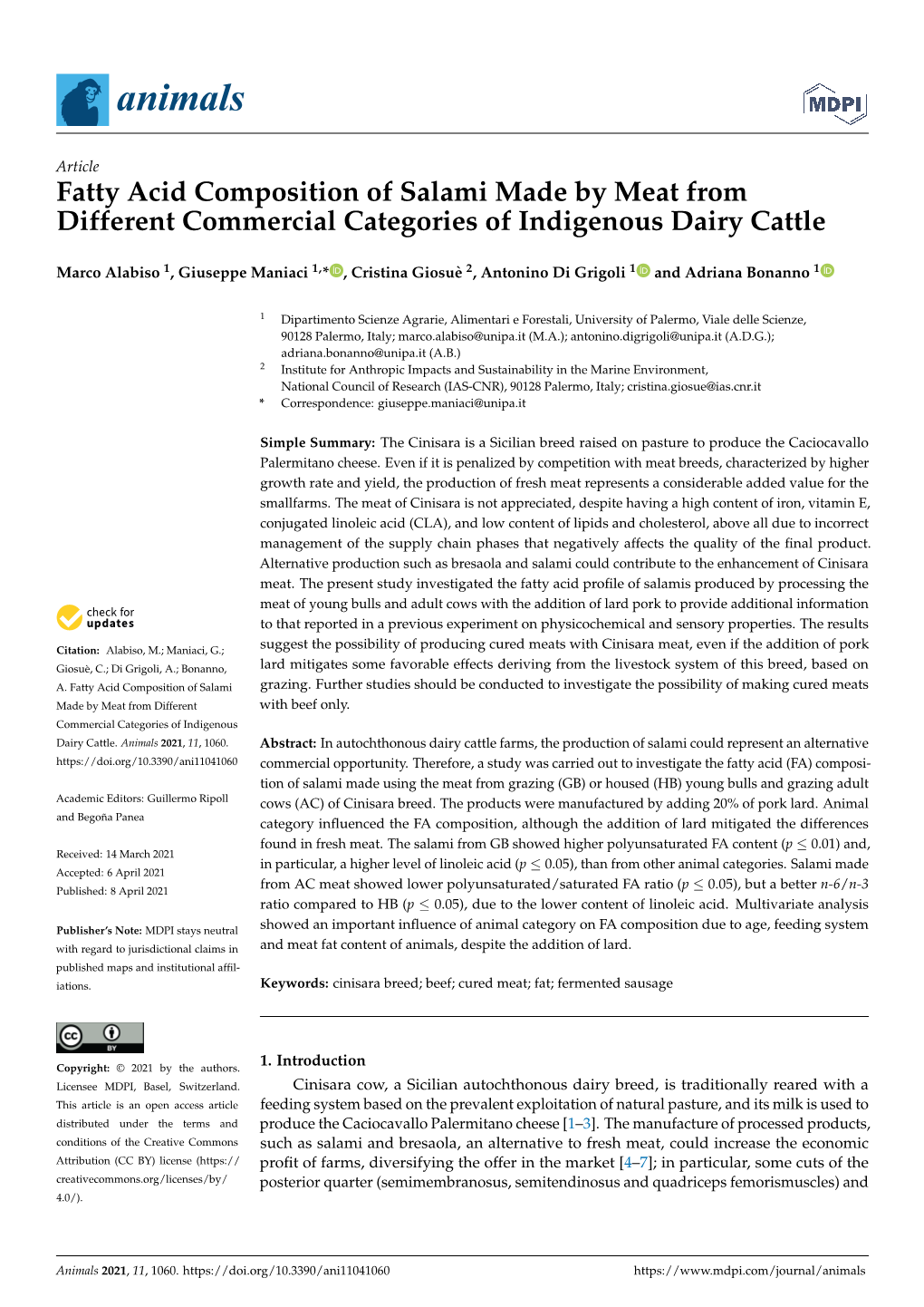 Fatty Acid Composition of Salami Made by Meat from Different Commercial Categories of Indigenous Dairy Cattle