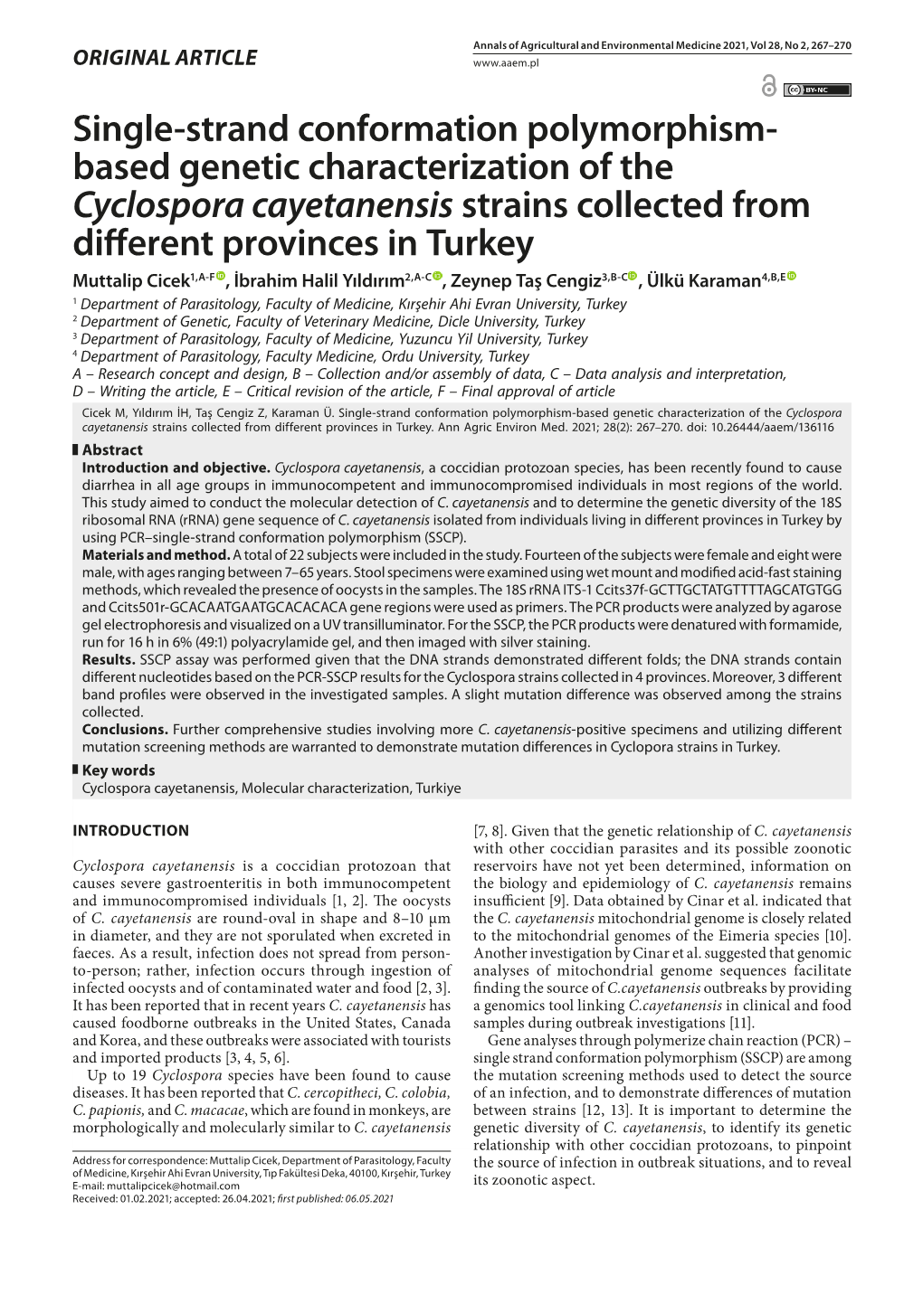 Single-Strand Conformation Polymorphism- Based Genetic