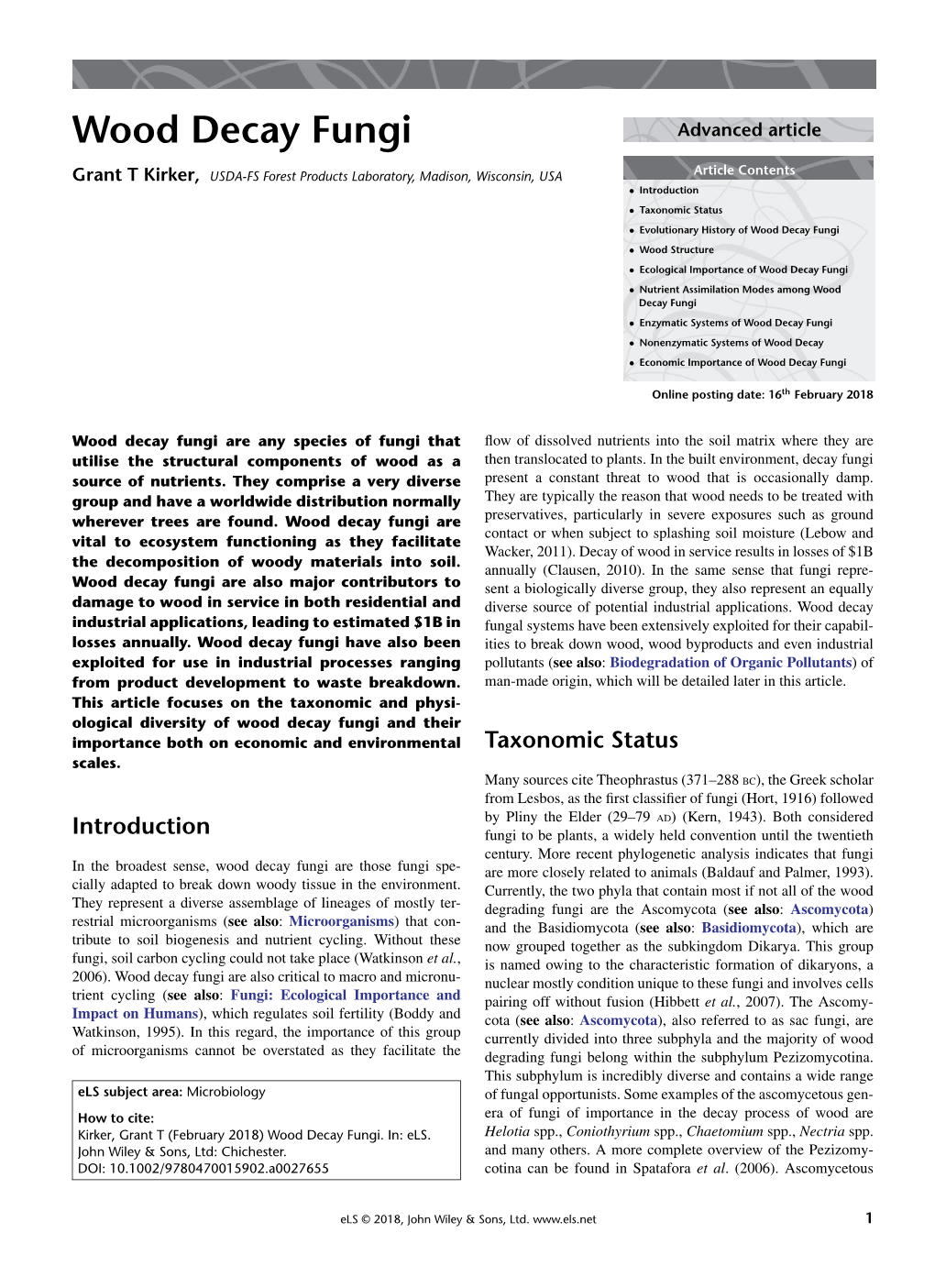 Wood Decay Fungi Advanced Article