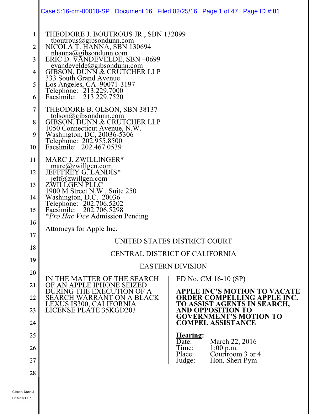 Filed 02/25/16 Page 1 of 47 Page ID #:81