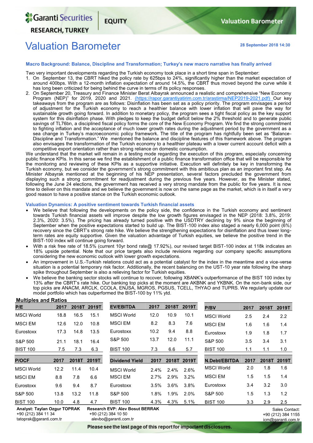 Valuation Barometer 28 September 2018 14:30