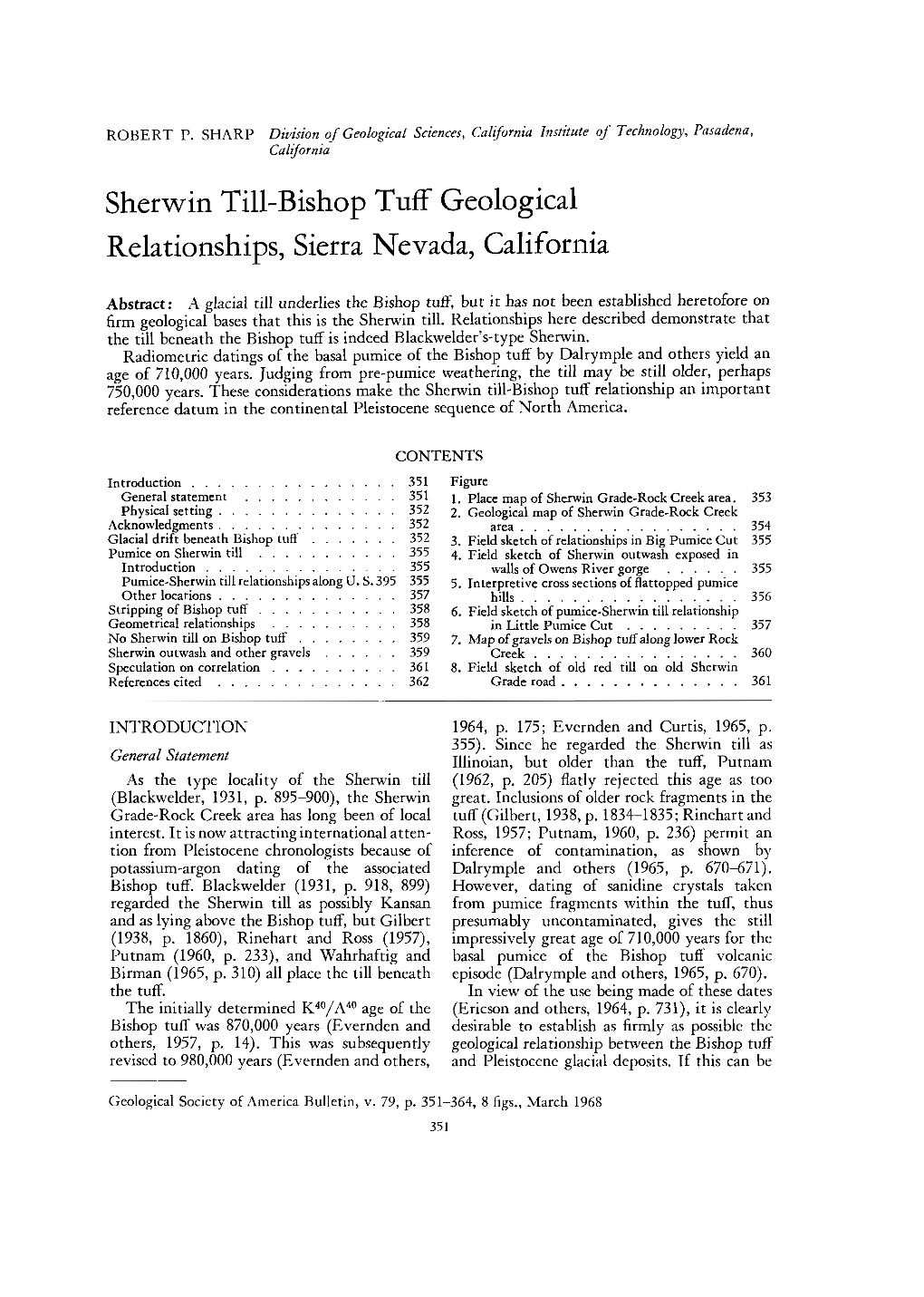 ROBERT P. SHARP Division of Geological Sciences, California Institute of Technology, Pasadena, California Sherwin Till-Bishop Tu