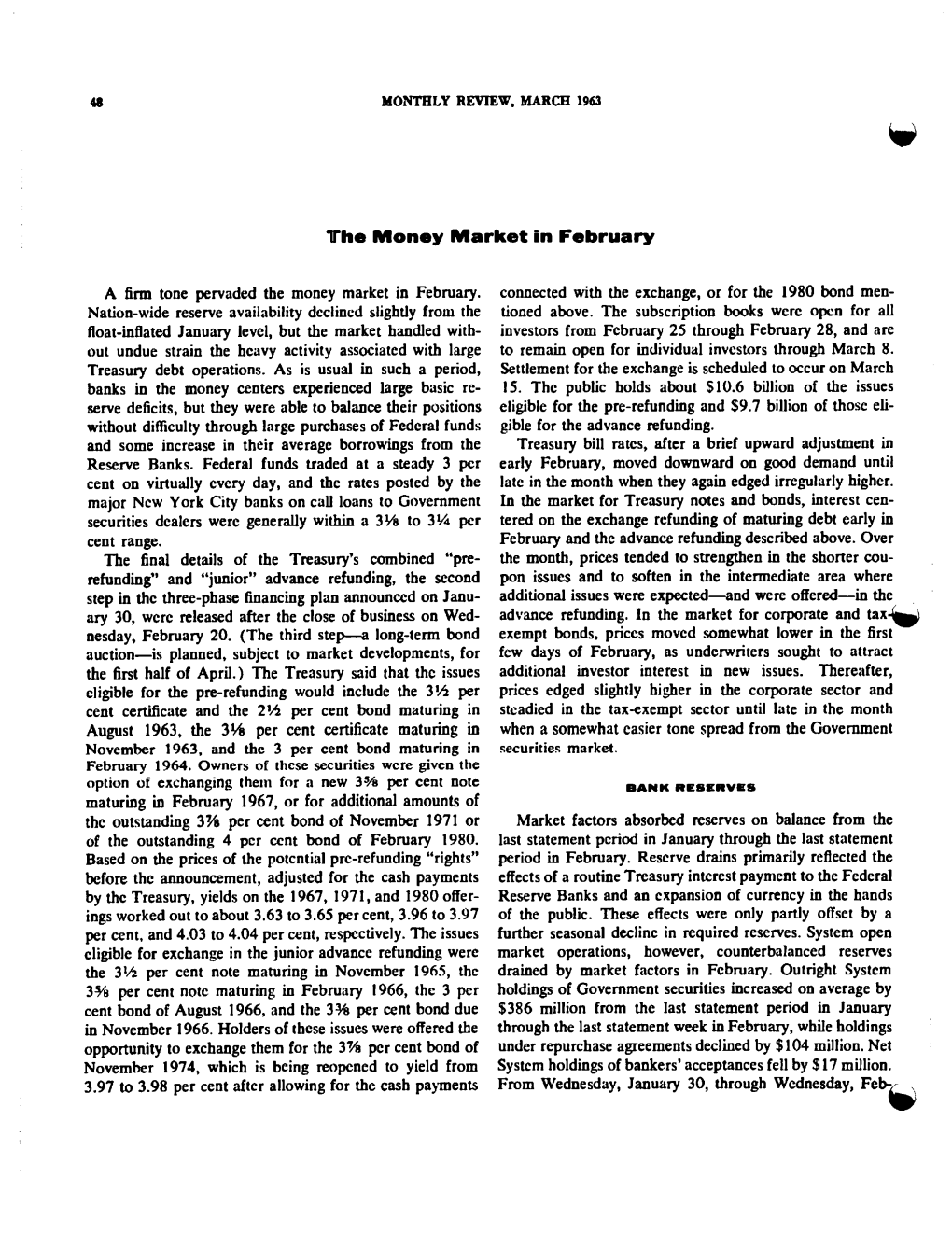 The Money Market in February 1963