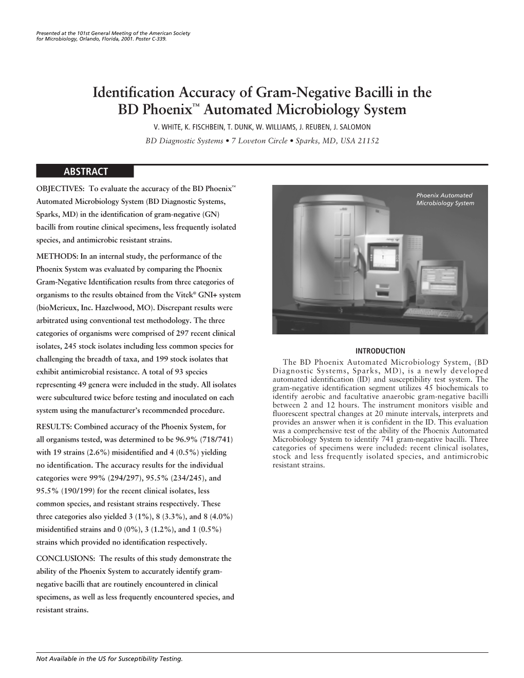 Identification Accuracy of Gram-Negative Bacilli in the BD Phoenix™ Automated Microbiology System V