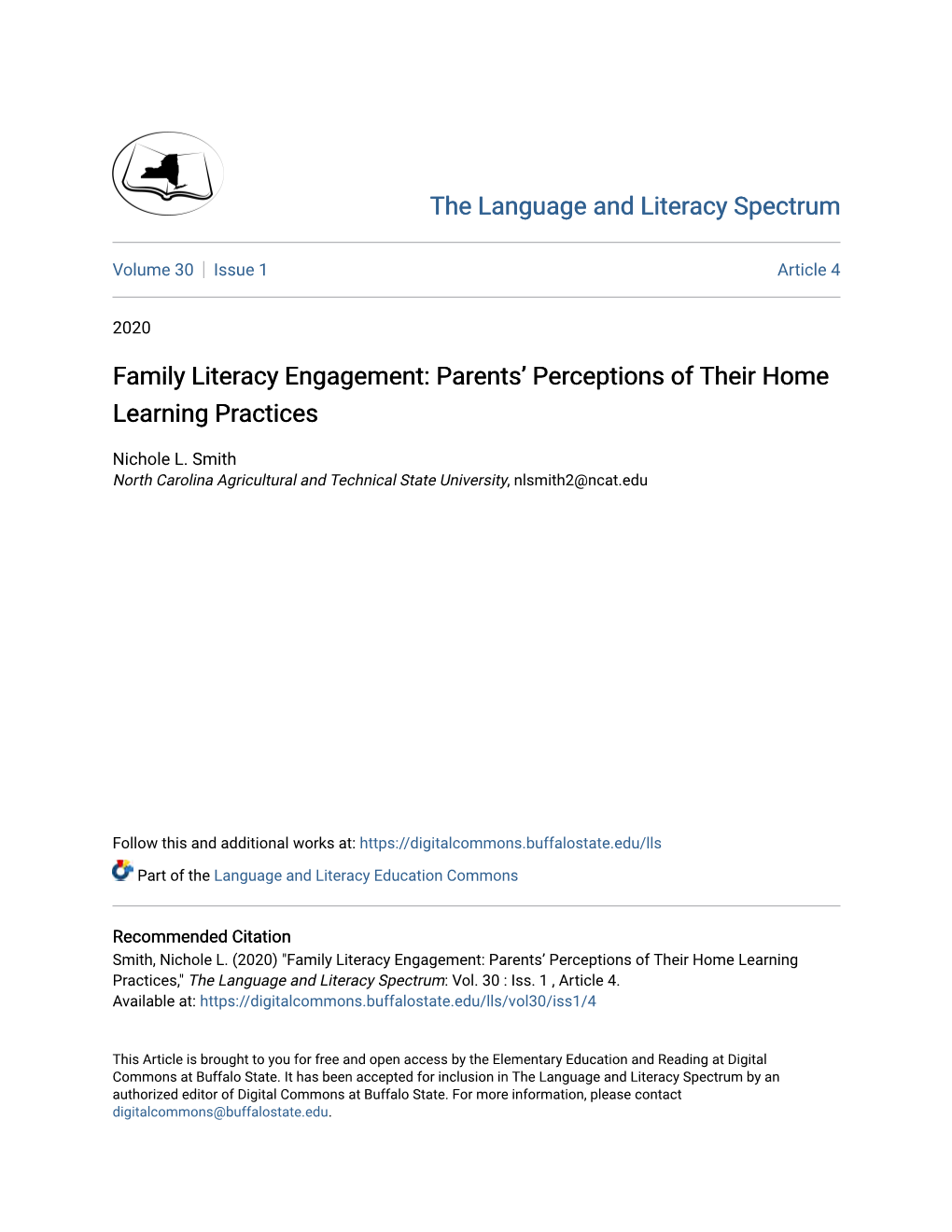 Family Literacy Engagement: Parents' Perceptions of Their Home